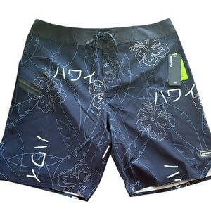 Dakine Navy Blue Floral Swim Shorts Trunks New size 33 Pavones Boardshort